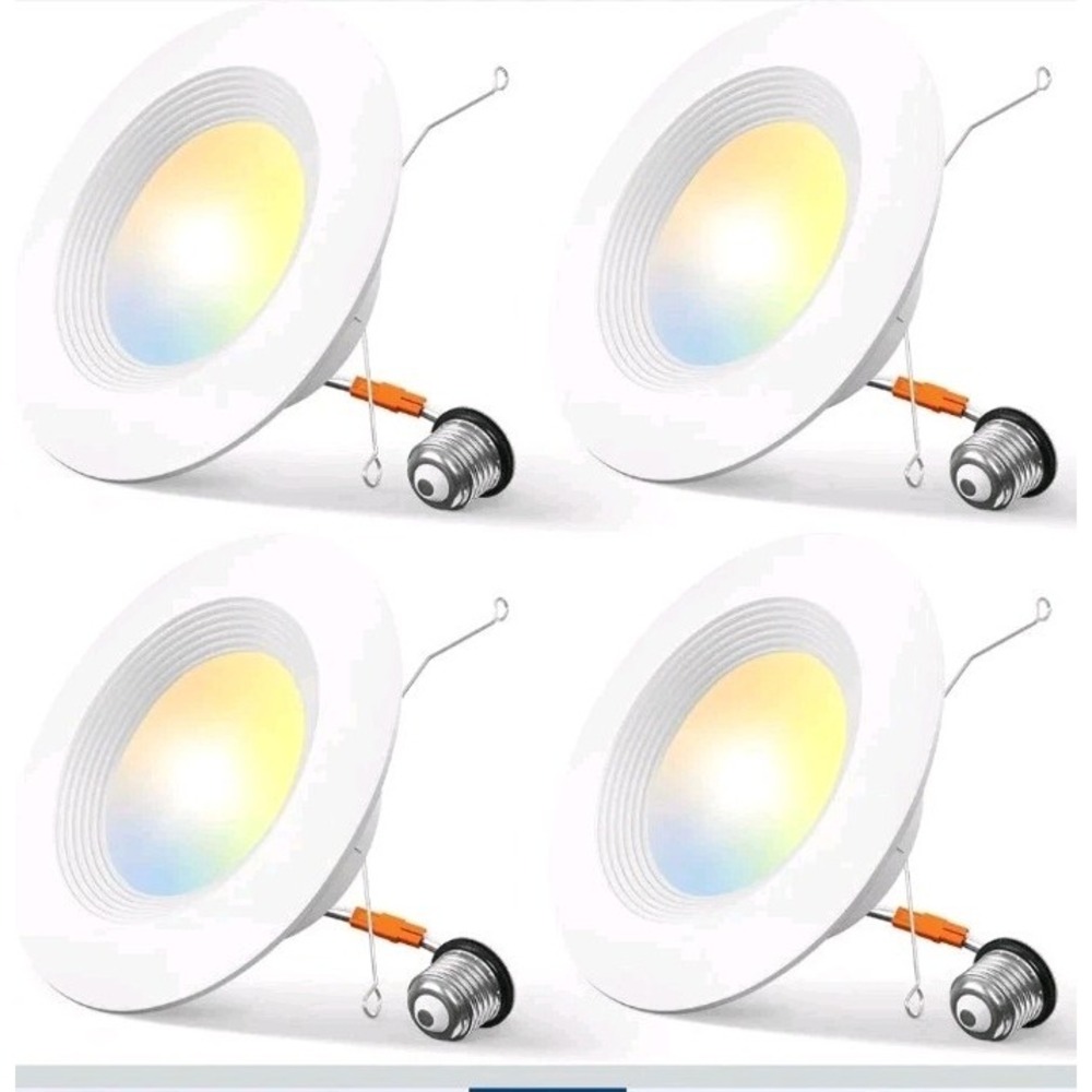 Amico 4 Pack 5/6 inch 5CCT LED Recessed Lighting Retrofit Can Light White 12W